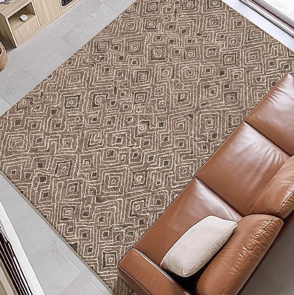 Large Modern Rugs for Living Room, Brown Modern Rug Ideas for Bedroom, Abstract Geometric Modern Rugs, Modern Rugs for Dining Room-Art Painting Canvas