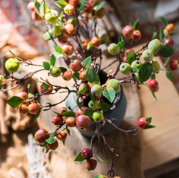 Green Apple Branch, Fruit Branch, Table Centerpiece, Beautiful Modern Flower Arrangement Ideas for Home Decoration, Simple Artificial Floral for Dining Room-Art Painting Canvas