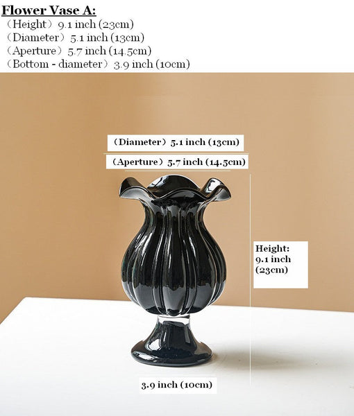 Handmade Modern Vases for Living Room, Modern Glass Vase for Flowers, Mid Century Glass Vases, Unique Decorative Glass Vase, Centerpiece Contemporary Vases on Table-Art Painting Canvas