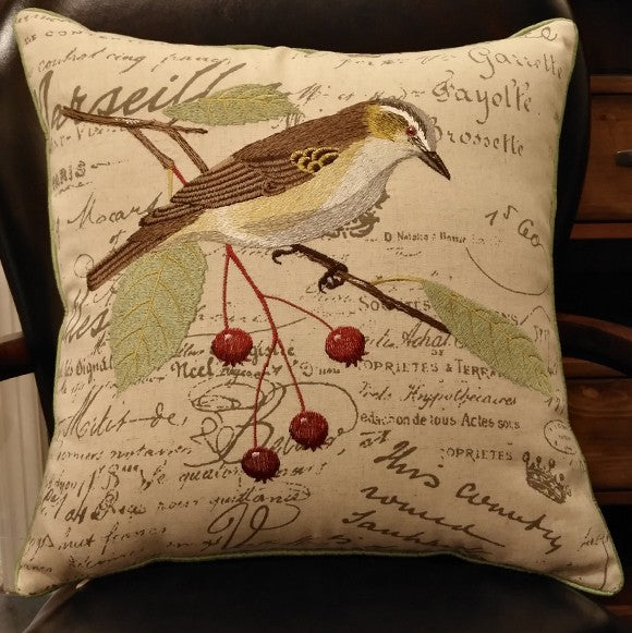 Decorative Throw Pillows for Couch, Bird Pillows, Pillows for Farmhouse, Sofa Throw Pillows, Embroidery Throw Pillows, Rustic Pillows-Art Painting Canvas