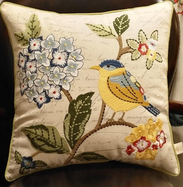 Pillows for Farmhouse, Living Room Throw Pillows, Decorative Sofa Pillows, Bird Throw Pillows, Embroidery Throw Pillows, Rustic Pillows for Couch-Art Painting Canvas