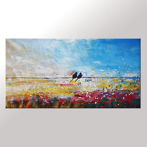 Modern Wall Art, Abstract Art, Contemporary Painting, Love Birds Painting, Art for Sale, Abstract Art Painting, Dining Room Wall Art, Wedding Gift-Art Painting Canvas