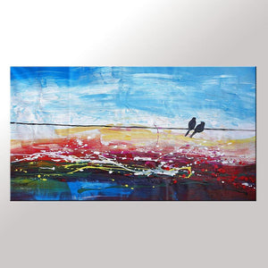 Abstract Art, Contemporary Wall Art, Modern Art, Love Birds Painting, Art for Sale, Abstract Art Painting, Dining Room Wall Art, Wedding Gift-Art Painting Canvas
