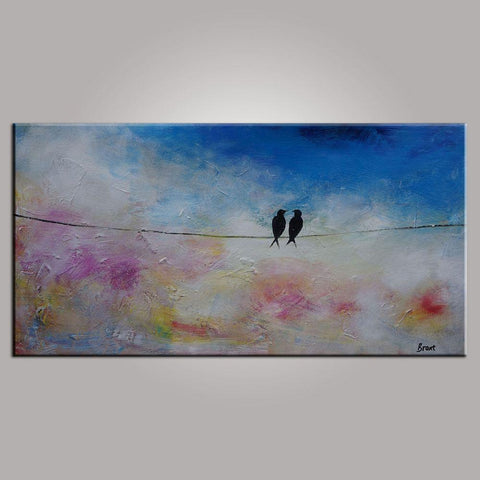 Modern Art, Love Birds Painting, Abstract Art, Contemporary Wall Art, Art for Sale, Abstract Art Painting, Living Room Wall Art, Canvas Art-Art Painting Canvas