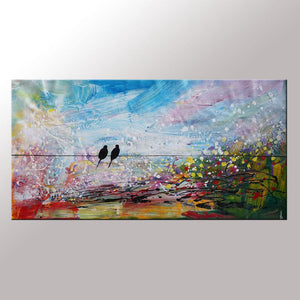 Love Birds Painting, Art for Sale, Abstract Wall Art, Modern Art, Contemporary Painting, Abstract Painting, Bedroom Wall Art, Canvas Art Painting-Art Painting Canvas
