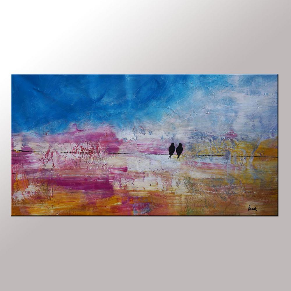 Modern Art, Love Birds Painting, Art for Sale, Abstract Wall Art, Contemporary Painting, Abstract Painting, Bedroom Wall Art, Canvas Art Painting-Art Painting Canvas