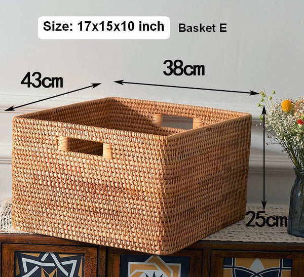 Woven Rattan Storage Baskets for Kitchen, Rectangular Storage Basket, Wicker Storage Basket for Clothes, Storage Baskets for Bathroom, Kitchen Storage Basket-Art Painting Canvas