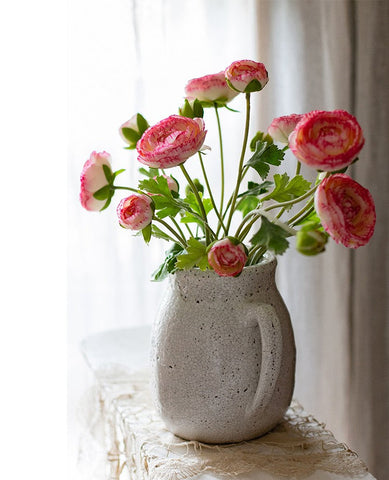 Ranunculus Asiaticus Flowers, Simple Modern Floral Arrangement Ideas for Home Decoration, Spring Artificial Floral for Dining Room, Bedroom Flower Arrangement Ideas-Art Painting Canvas