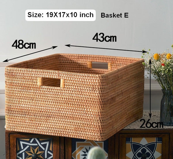 Storage Basket for Shelves, Woven Storage Basket for Toys, Rattan Storage Basket for Clothes, Large Rectangular Storage Basket, Storage Baskets for Bedroom-Art Painting Canvas