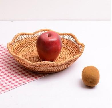Woven Rattan Basket, Fruit Storage Basket, Woven Round Storage Basket, Storage Baskets for Kitchen-Art Painting Canvas