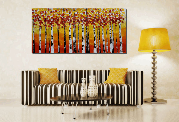 Large Painting, Oil Painting, Large Art, Wall Art, Canvas Painting, Wall Art, Abstract Art, Abstract Painting, Original Painting, Birch Tree-Art Painting Canvas