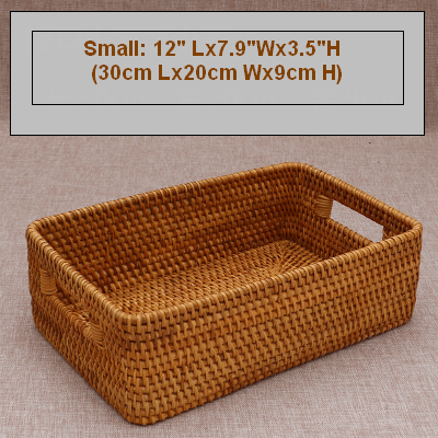 Handmade Rattan Wicker Storage Basket,Woven Basket with Handle - Silvia Home Craft