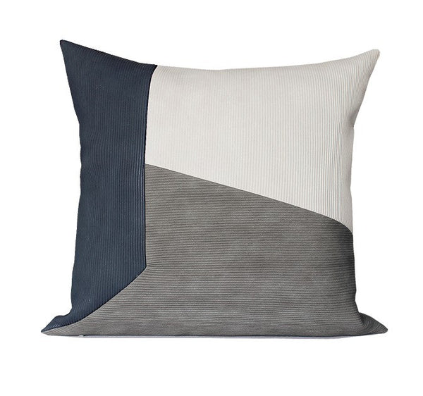 Large Modern Throw Pillows, Decorative Throw Pillow for Couch, Blue Grey Modern Sofa Pillows, Decorative Throw Pillows for Living Room, Large Square Pillows-Art Painting Canvas