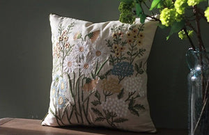 Decorative Pillows for Sofa, Flower Decorative Throw Pillows, Embroider Flower Cotton Pillow Covers, Farmhouse Decorative Throw Pillows-Art Painting Canvas