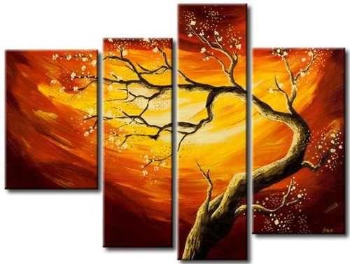 Tree of Life Painting, 4 Piece Canvas Art, Tree Paintings, Oil Painting for Sale, Bedroom Canvas Painting, Acrylic Painting on Canvas-Art Painting Canvas