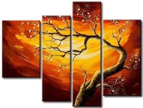 Tree of Life Painting, 4 Piece Canvas Art, Tree Paintings, Oil Painting for Sale, Bedroom Canvas Painting, Acrylic Painting on Canvas-Art Painting Canvas
