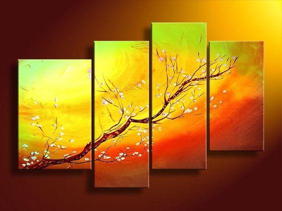 Branch Of Plum Tree Flower Canvas Painting Wall Art Decor