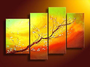 Branch of Plum Tree Flower, 4 Piece Canvas Art, Painting for Sale, Bedroom Canvas Painting-Art Painting Canvas