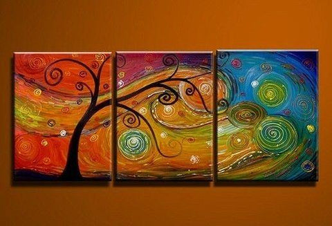 Tree of Life Painting, Abstract Art Painting, 3 Piece Canvas Art, Canvas Painting, Large Group Painting-Art Painting Canvas