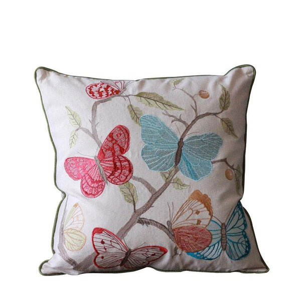 Beautiful Embroider Butterfly Cotton and linen Pillow Cover, Decorative Throw Pillows, Decorative Sofa Pillows, Decorative Pillows for Couch-Art Painting Canvas