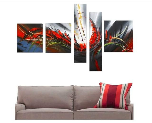 Abstract Canvas Painting, Simple Acrylic Art, 5 Piece Wall Painting, Canvas Painting for Living Room, Contemporary Modern Art-Art Painting Canvas