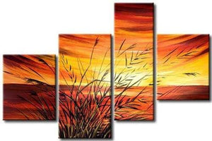 Sunset by the Lake, 4 Piece Canvas Art, Painting for Sale, Bedroom Canvas Painting-Art Painting Canvas