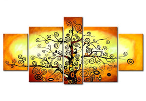 5 Piece Canvas Paintings, Tree of Life Painting, Abstract Acrylic Painting, Large Painting for Living Room, Acrylic Painting on Canvas-Art Painting Canvas