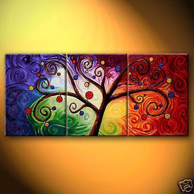 Large Canvas Painting, 3 Piece Canvas Art, Tree of Life Painting, Hand Painted Canvas Art, Acrylic Painting on Canvas-Art Painting Canvas