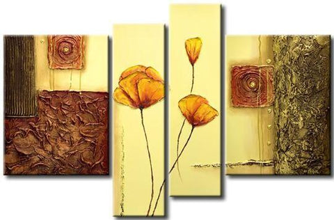 Flower Abstract Painting, Large Acrylic Painting on Canvas, Abstract Flower Painting, Dining Room Wall Art Paintings-Art Painting Canvas