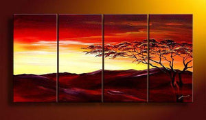 Landscape Canvas Paintings, Sunset Tree Painting, Extra Large Wall Art for Living Room, Hand Painted Wall Art, Canvas Painting for Sale-Art Painting Canvas