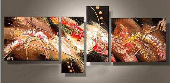 Abstract Acrylic Painting, 4 Piece Paintings, Paintings for Living Room, Large Painting Above Sofa, Modern Wall Art Paintings-Art Painting Canvas