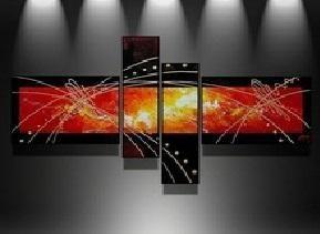 Black and Red Canvas Art Painting, Abstract Acrylic Art, 4 Piece Wall Art Paintings, Living Room Modern Paintings, Buy Painting Online-Art Painting Canvas
