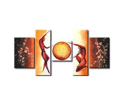 5 Piece Abstract Painting, Large Painting for Bedroom, Dancing Figure Canvas Painting, Acrylic Painting for Sale, Simple Modern Art-Art Painting Canvas