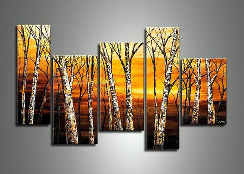 Landscape Painting, Birch Tree Painting, Acrylic Painting Landscape, Living Room Wall Art Paintings-Art Painting Canvas