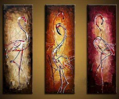 Canvas Painting, Abstract Bird Painting, Abstract Painting, Acrylic Art, 3 Piece Wall Art-Art Painting Canvas