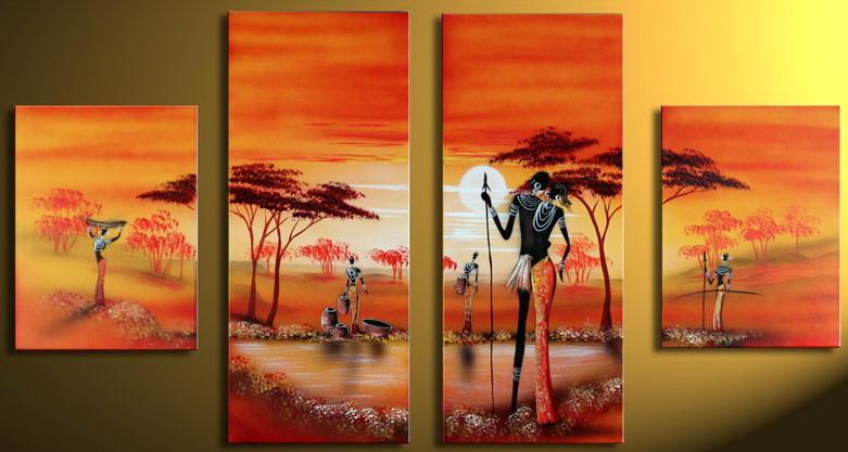 African Painting, Acrylic Wall Art Painting, Living Room Wall Paintings, Hand Painted Canvas Art-Art Painting Canvas
