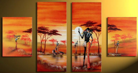 African Painting, Acrylic Wall Art Painting, Living Room Wall Paintings, Hand Painted Canvas Art-Art Painting Canvas