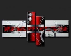 Red Abstract Painting, Large Acrylic Painting on Canvas, 4 Piece Abstract Art, Buy Painting Online, Contemporary Abstract Paintings-Art Painting Canvas