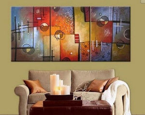 Group Art, Large Oil Painting, Abstract Oil Painting, Living Room Art, Modern Art, 3 Piece Wall Art, Abstract Painting-Art Painting Canvas