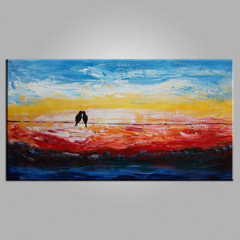 Abstract Art Painting, Canvas Art, Modern Art, Contemporary Art, Abstract Art, Love Birds Painting, Art for Sale,-Art Painting Canvas