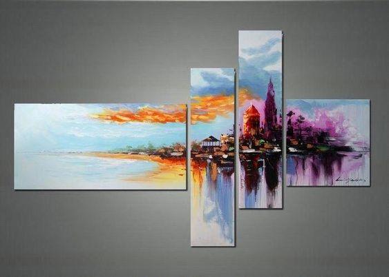Cityscape Painting, Contemporary Painting, Living Room Wall Painting, Acrylic Painting Abstract, Modern Acrylic Painting-Art Painting Canvas