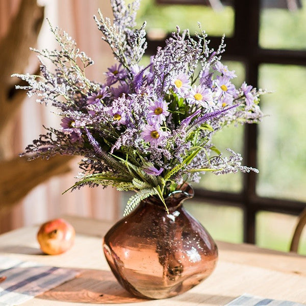 Myosotis Lovegrass, Daisy, Salvia, Beautiful Spring Flower Arrangement for Living Room, Ctreative Modern Artificial Floral for Home Decoration-Art Painting Canvas