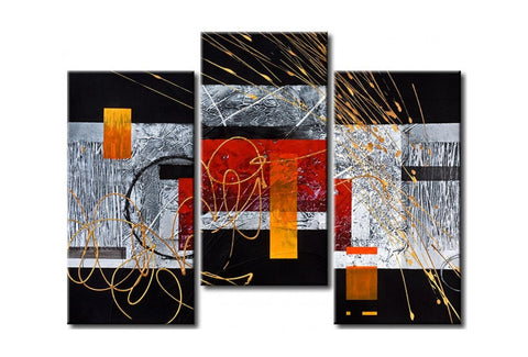 Contemporary Wall Painting, 3 Piece Painting, Modern Acrylic Paintings, Bedroom Wall Art Paintings-Art Painting Canvas