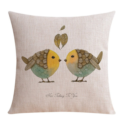 Decorative Sofa Pillows for Dining Room, Simple Decorative Pillow Covers, Love Birds Throw Pillows for Couch, Singing Birds Decorative Throw Pillows-Art Painting Canvas