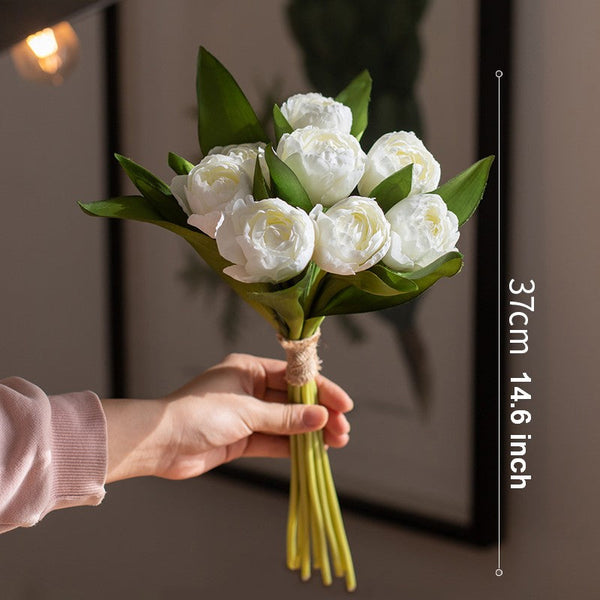 Spring Artificial Floral for Dining Room Table, White Tulip Flowers, Bedroom Flower Arrangement Ideas, Simple Modern Floral Arrangement Ideas for Home Decoration-Art Painting Canvas