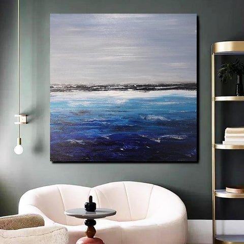 Large Paintings for Dining Room, Bedroom Wall Painting, Original Landscape Paintings, Simple Acrylic Paintings, Seascape Canvas Paintings-Art Painting Canvas