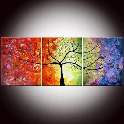 3 Piece Canvas Painting, Tree of Life Painting, Simple Modern Art, Acrylic Painting for Living Room, Large Paintings for Sale-Art Painting Canvas