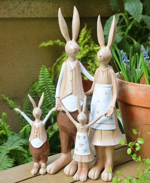 Lovely Rabbit Family Statue for Garden, Unique Modern Garden Sculptures, Beautiful Cute Garden Courtyard Ornaments, Creative Villa Outdoor Decor Gardening Ideas-Art Painting Canvas