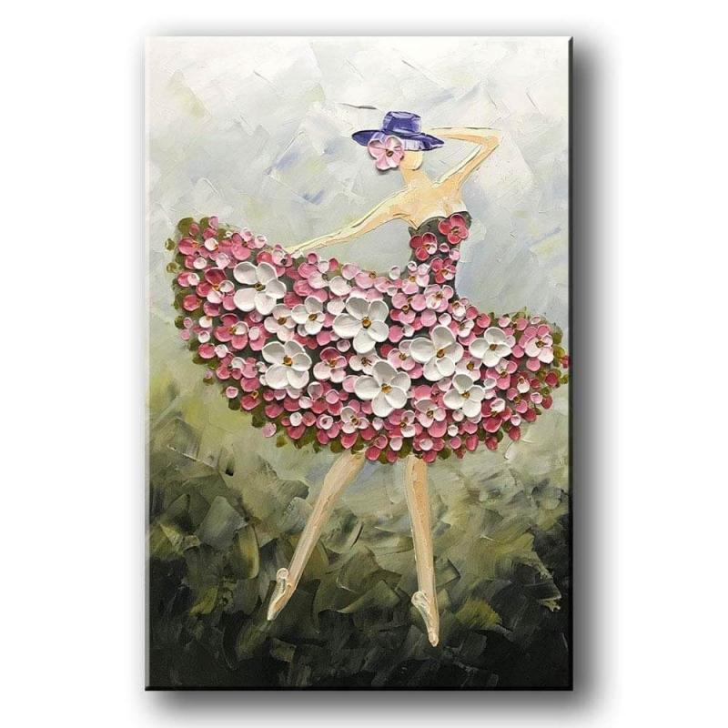 Acrylic Painting Abstract, Pretty Woman Painting, Modern Contemporary Paintings, Palette Knife Painting-Art Painting Canvas