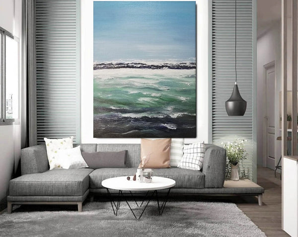 Original Landscape Paintings, Seashore Painting, Living Room Wall Art Paintings, Large Original Paintings, Hand Painted Artwork-Art Painting Canvas